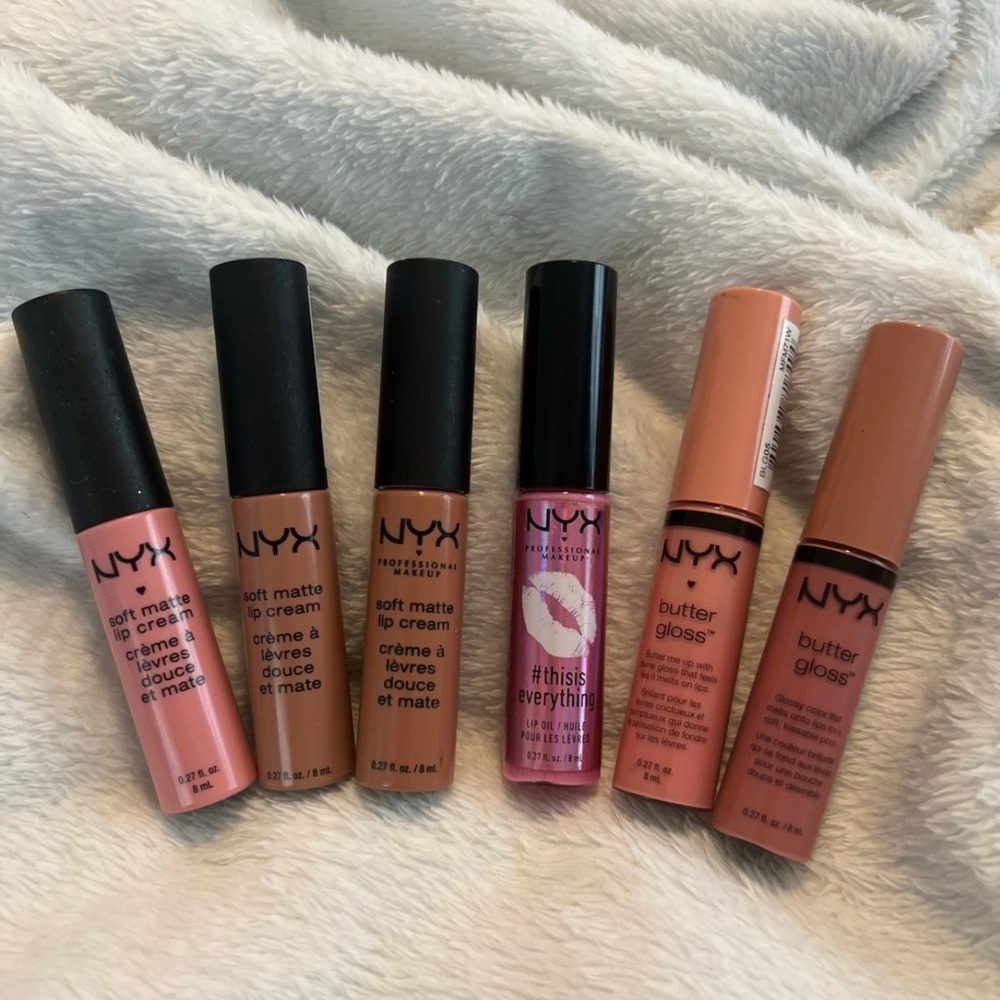 Brand New Bundle of 6 “NYX” Butter Glosses, Matte Creams & Lip Oils